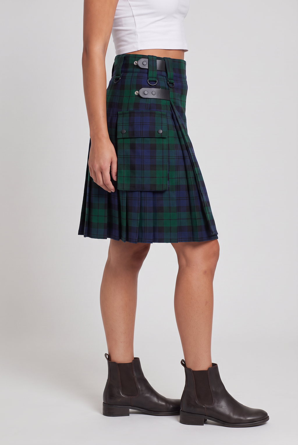 Women’s Tartan Buckle Kilt Midi Skirt