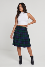 Women’s Tartan Buckle Kilt Midi Skirt