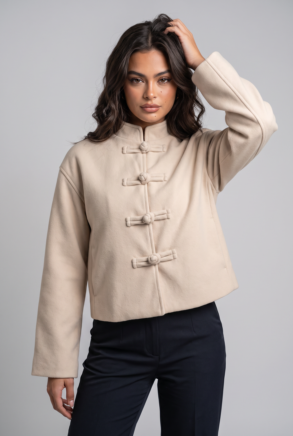 Women’s Frog Fastening Mandarin Collar Jacket