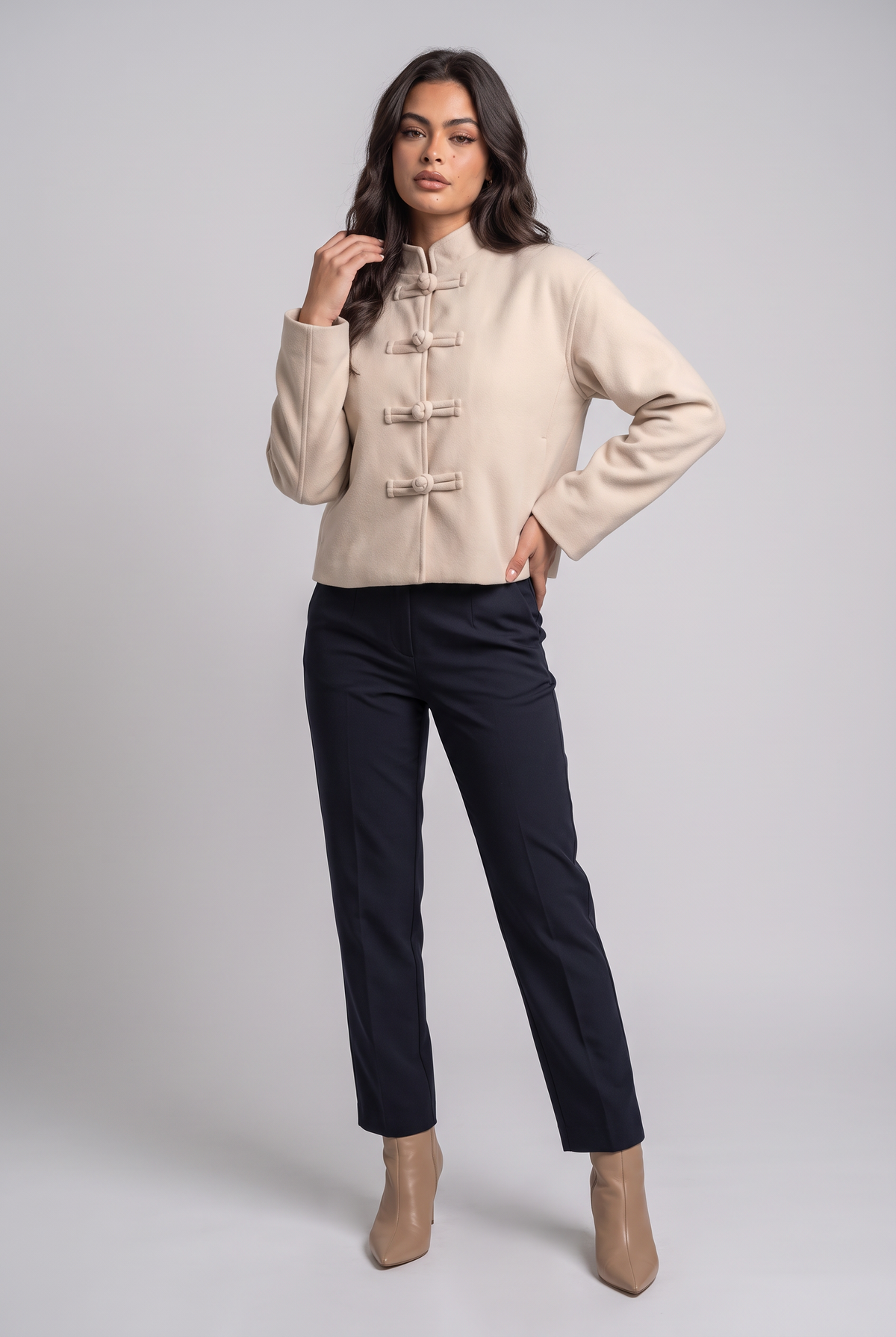 Women’s Frog Fastening Mandarin Collar Jacket