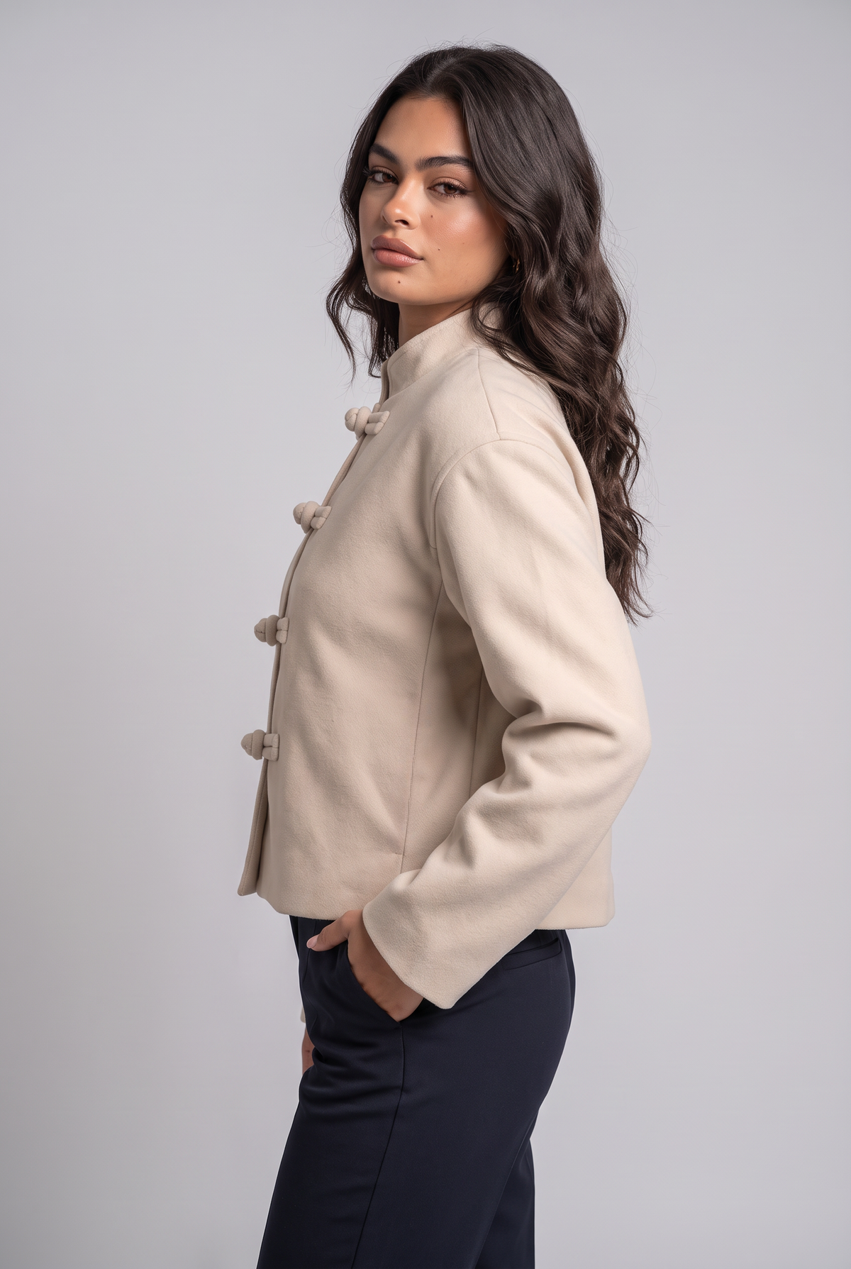 Women’s Frog Fastening Mandarin Collar Jacket