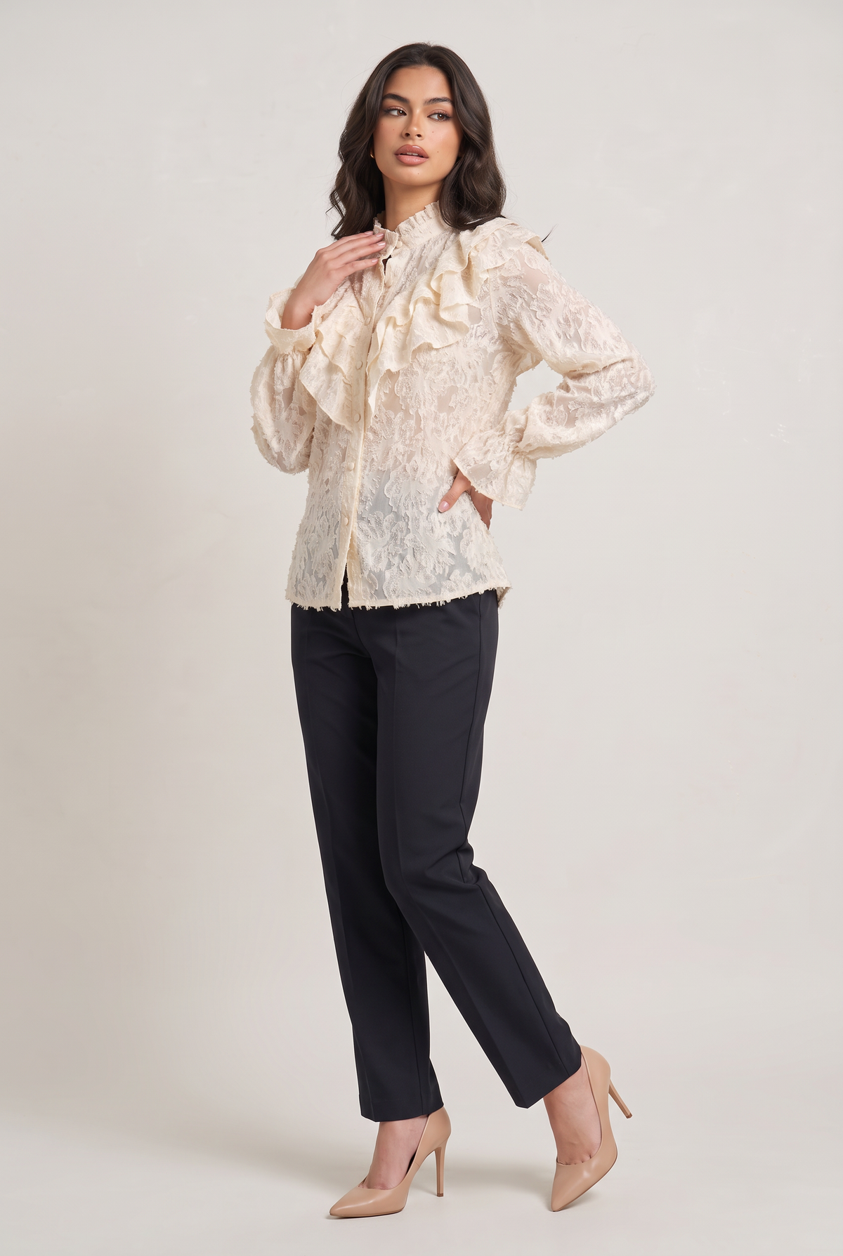 Women’s Victorian High Neck Ruffle Blouse