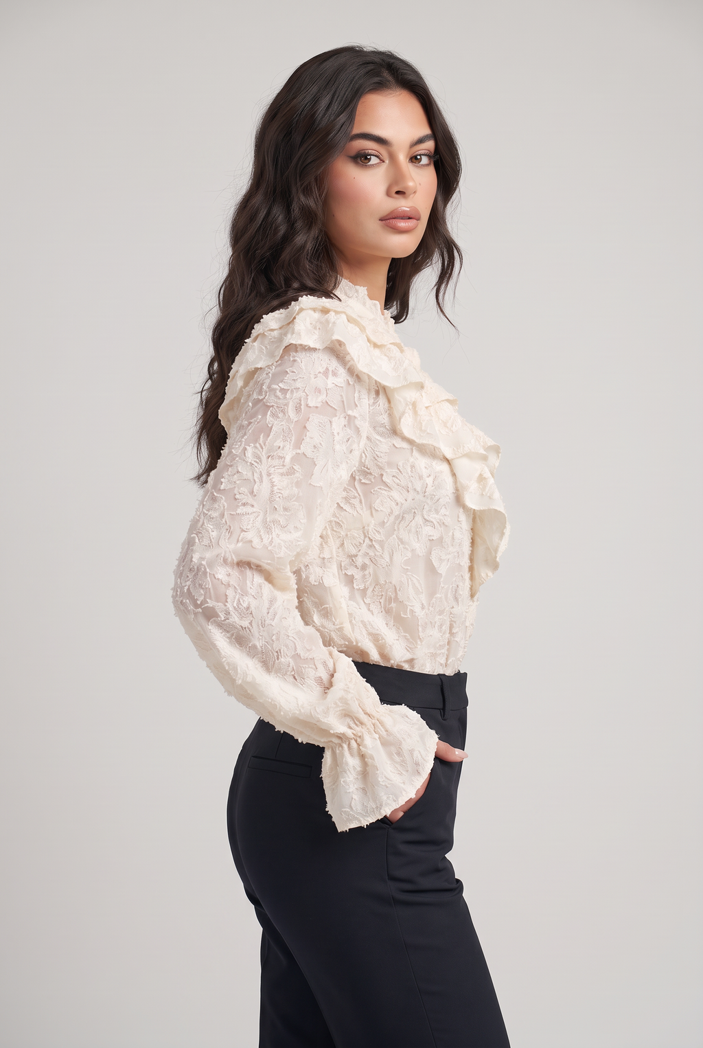 Women’s Victorian High Neck Ruffle Blouse