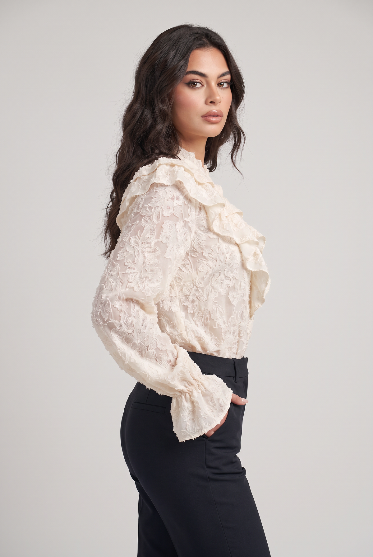 Women’s Victorian High Neck Ruffle Blouse
