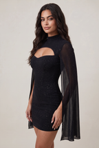 Women’s Sparkle Cape Sleeve Mini Dress
