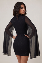 Women’s Sparkle Cape Sleeve Mini Dress