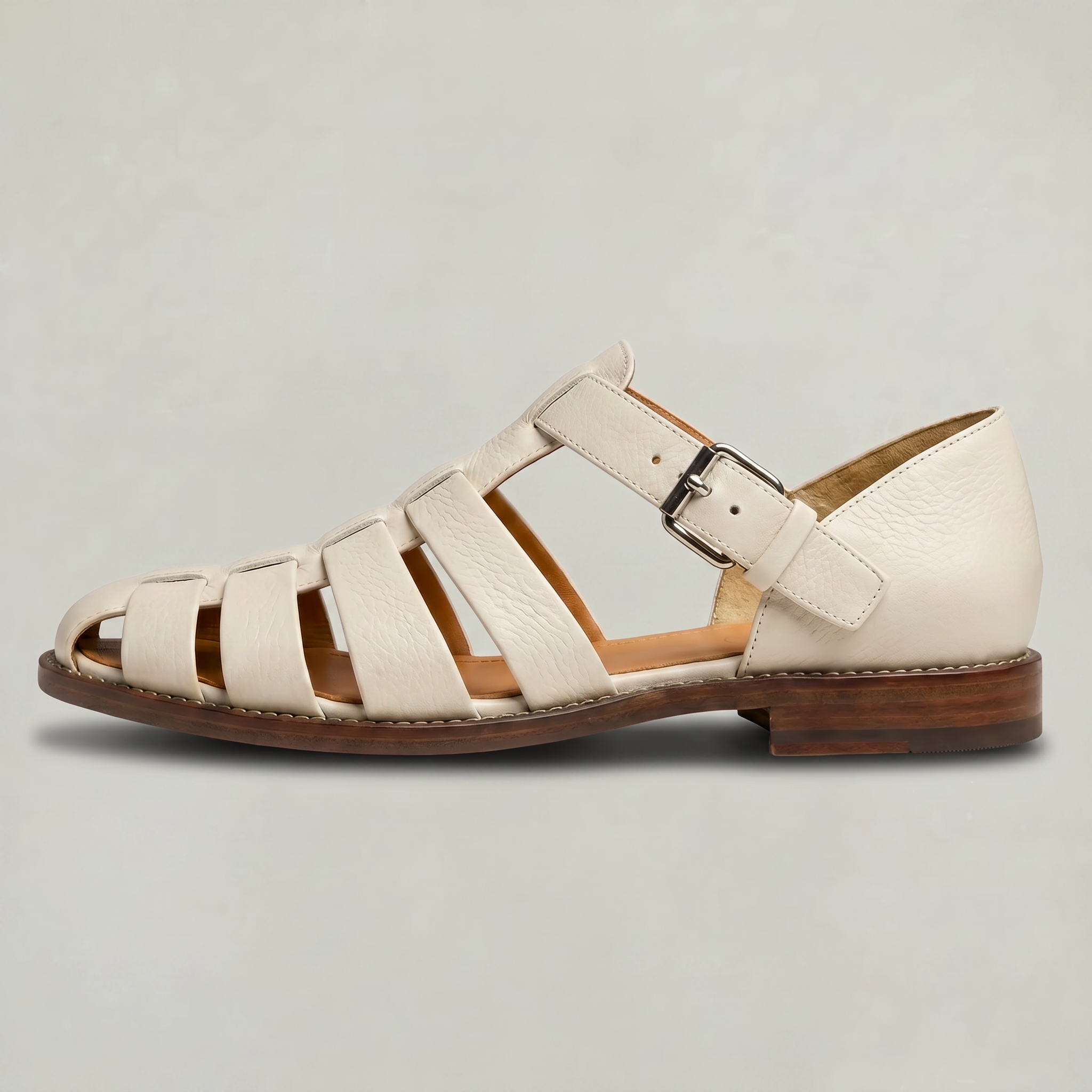 Men's Leather Closed Toe Fisherman Sandals