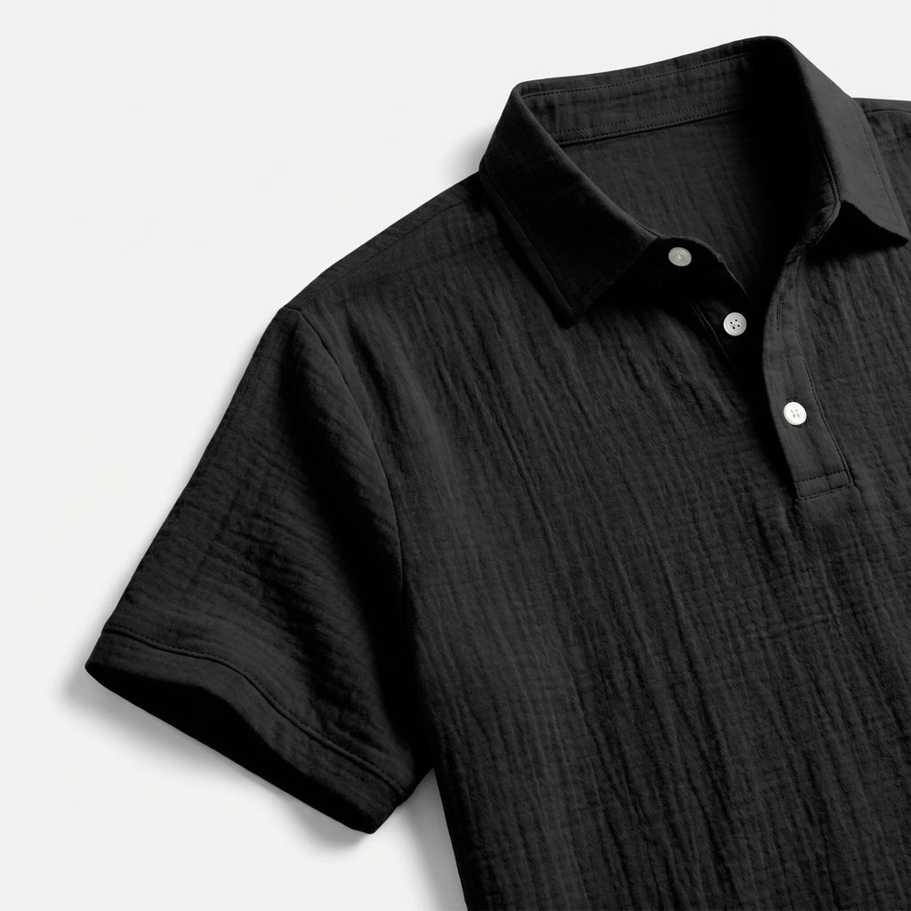 Men's Linen Short Sleeve Polo Shirt and Shorts Set