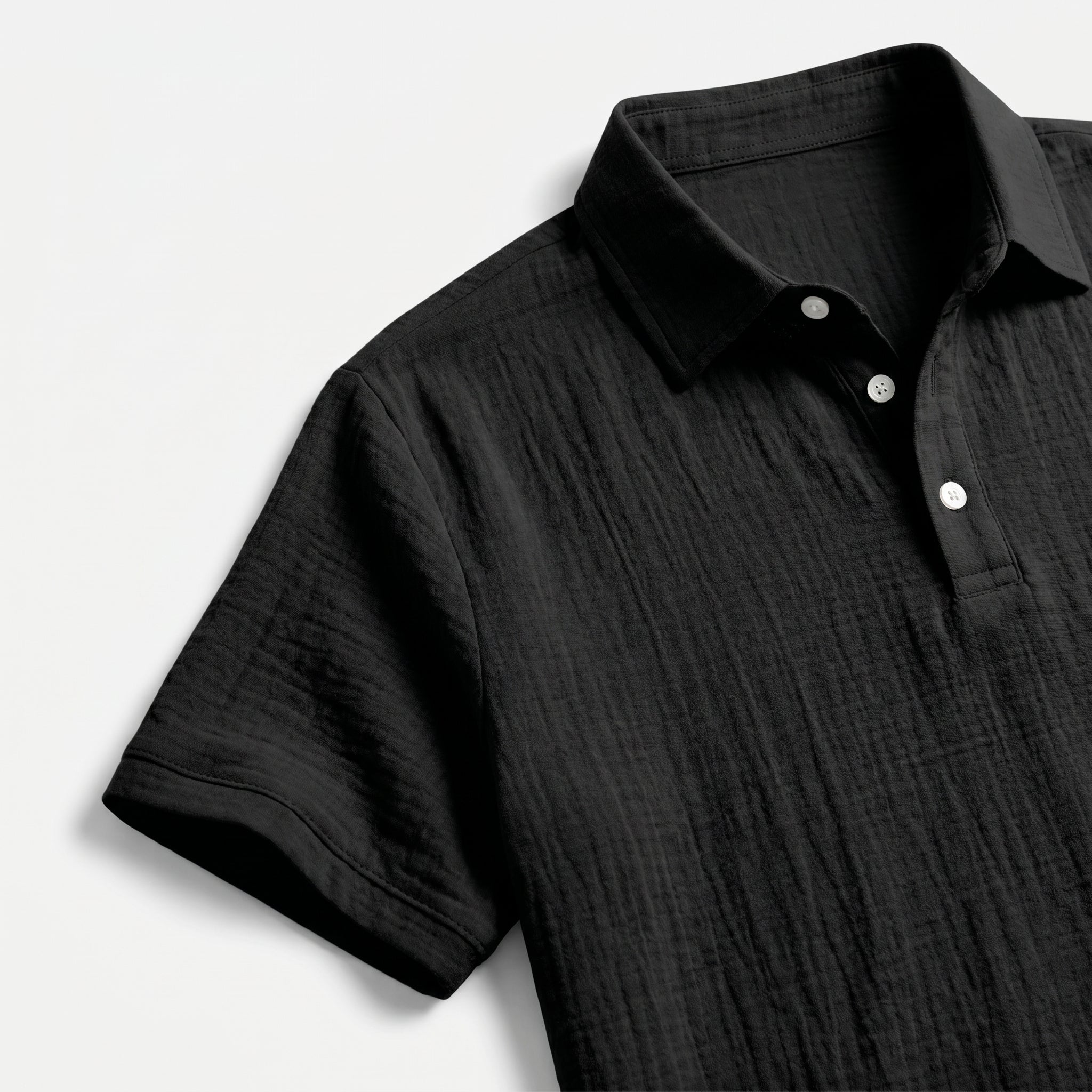 Men's Linen Short Sleeve Polo Shirt and Shorts Set