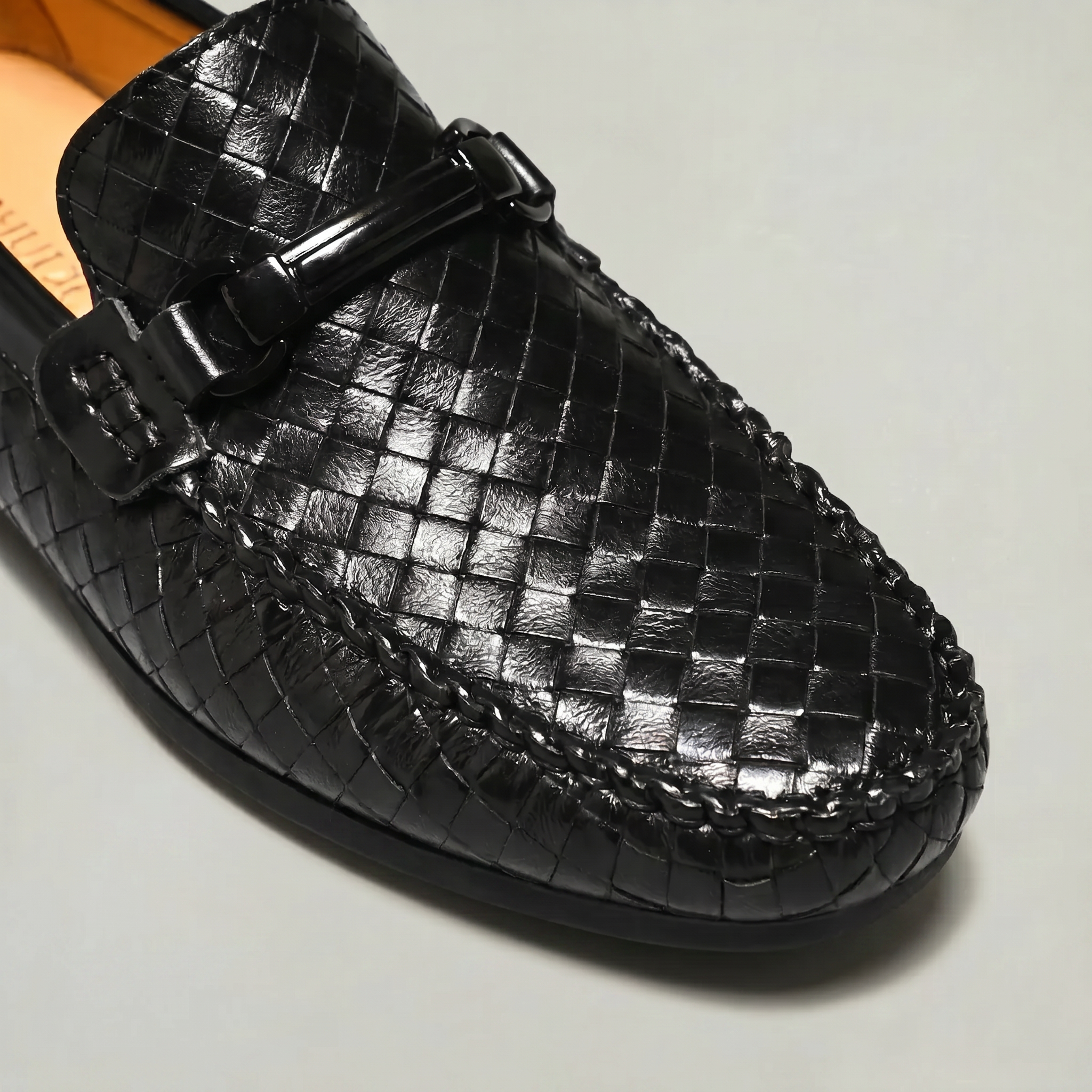 Men's Woven Leather Slip-On Driving Loafers