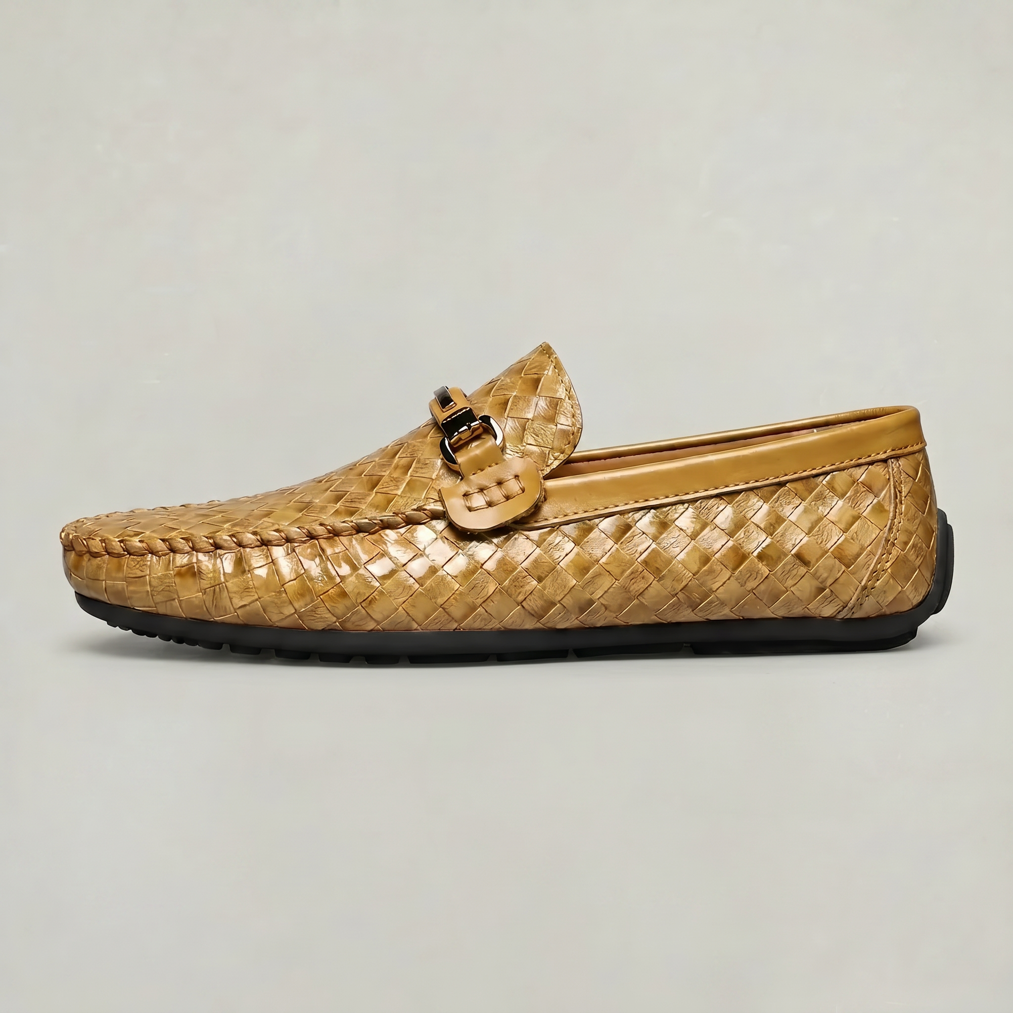 Men's Woven Leather Slip-On Driving Loafers