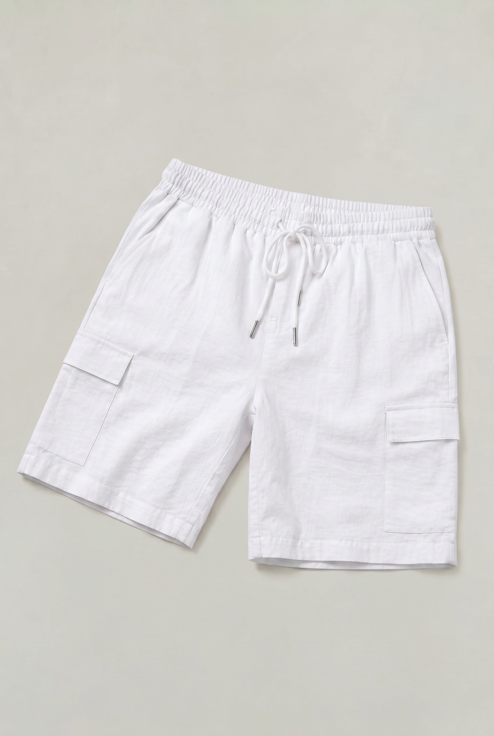 Men's Linen Cargo Shorts Drawstring Waist