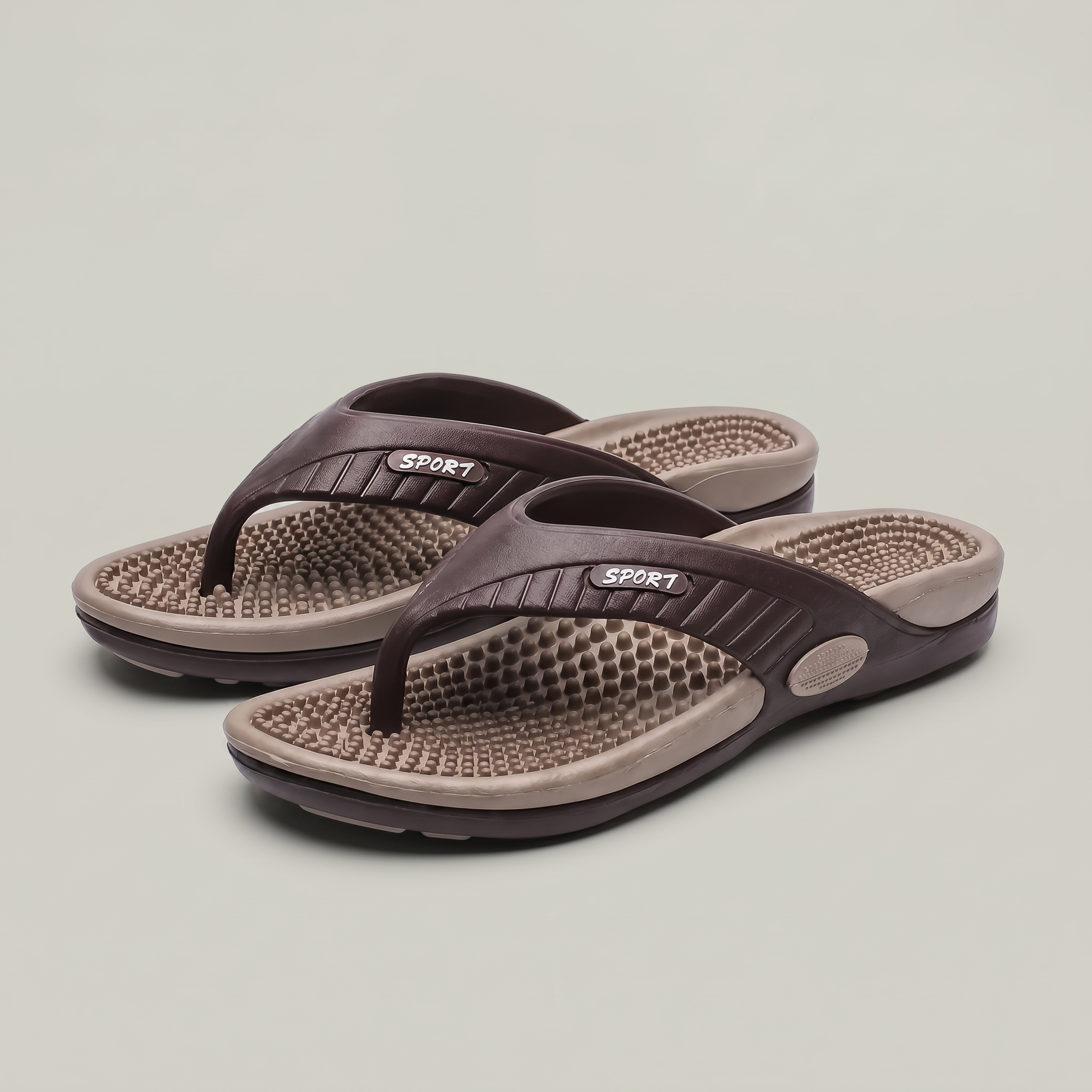 Men's Lightweight Beach Flip Flop Sandals With Textured Footbed