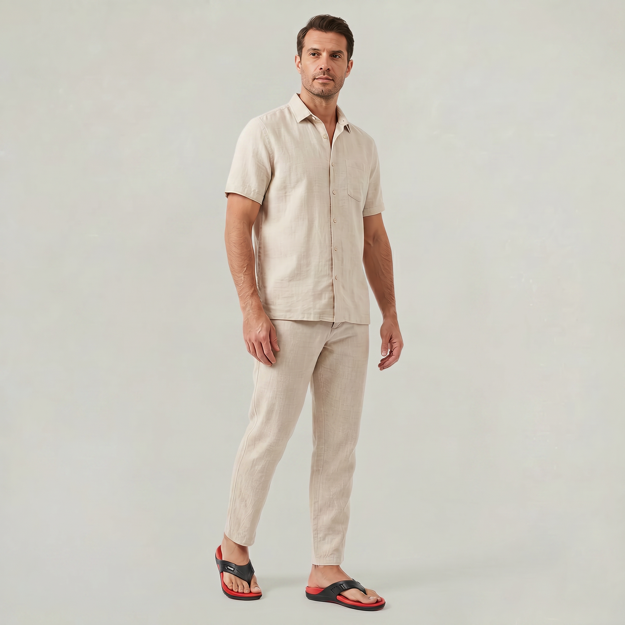 Men's Lightweight Beach Flip Flop Sandals With Textured Footbed