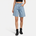 Women's Denim Bermuda Shorts Adjustable Waist