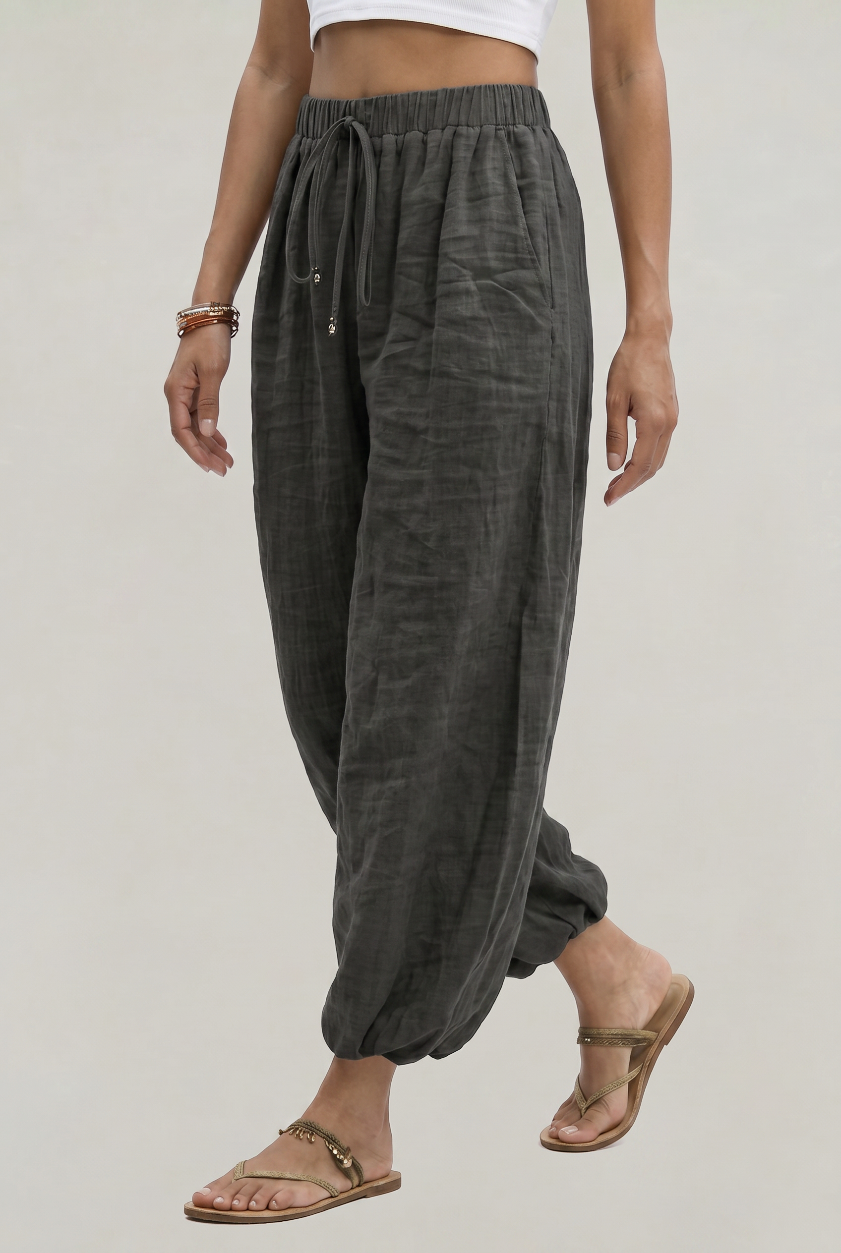 Women's Wide Leg Linen Trousers