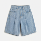 Women's Denim Bermuda Shorts Adjustable Waist