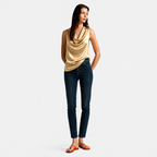 Women's Cowl Neck Sleeveless Cami Top - Draped Front