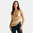 Women's Cowl Neck Sleeveless Cami Top - Draped Front
