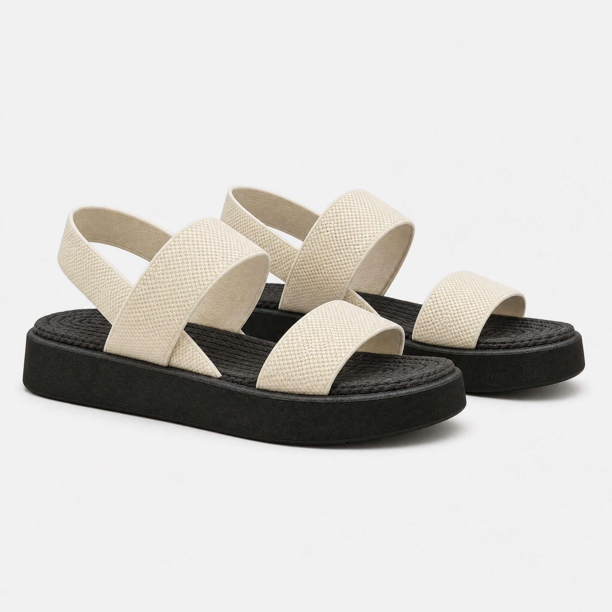 Women's Open Toe Platform Slide Sandals With Elastic Strap