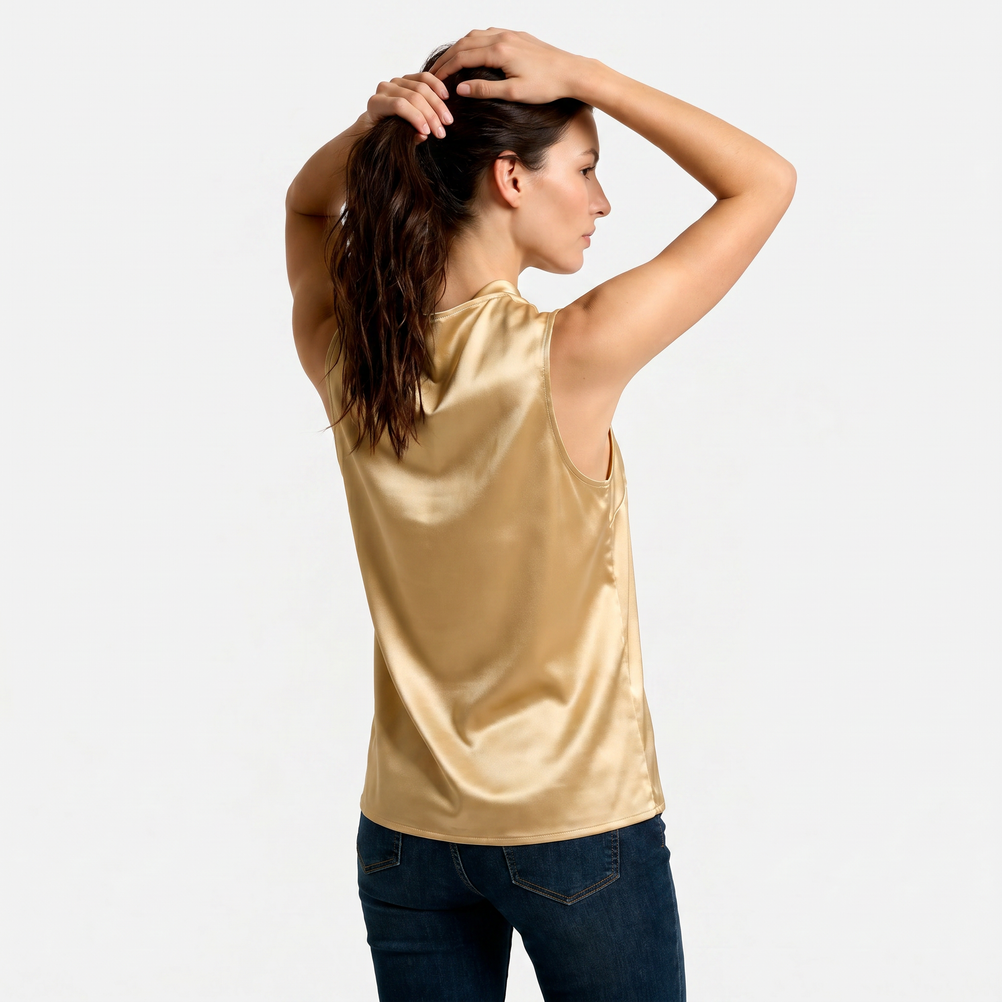 Women's Cowl Neck Sleeveless Cami Top - Draped Front