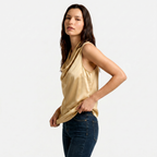 Women's Cowl Neck Sleeveless Cami Top - Draped Front