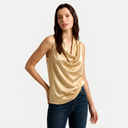 Women's Cowl Neck Sleeveless Cami Top - Draped Front