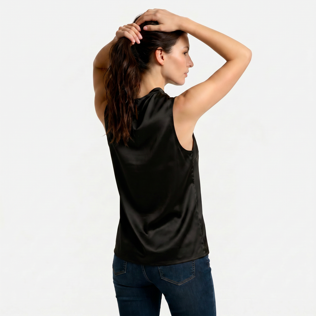 Women's Cowl Neck Sleeveless Cami Top - Draped Front