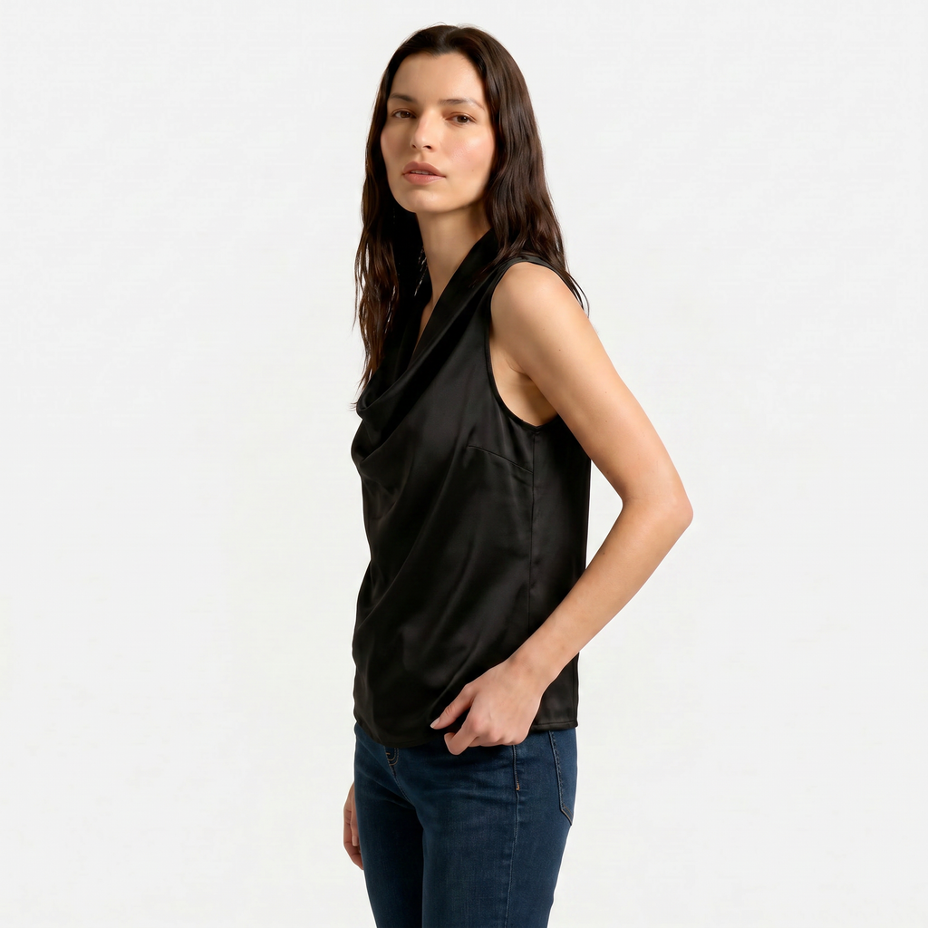 Women's Cowl Neck Sleeveless Cami Top - Draped Front