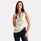 Women's Cowl Neck Sleeveless Cami Top - Draped Front