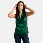 Women's Cowl Neck Sleeveless Cami Top - Draped Front