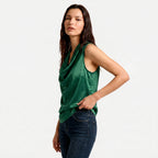 Women's Cowl Neck Sleeveless Cami Top - Draped Front