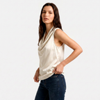 Women's Cowl Neck Sleeveless Cami Top - Draped Front