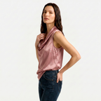 Women's Cowl Neck Sleeveless Cami Top - Draped Front