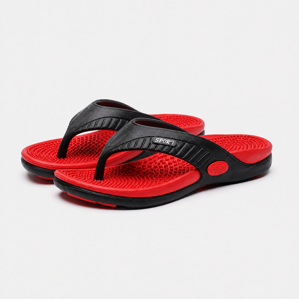 Men's Lightweight Beach Flip Flop Sandals With Textured Footbed