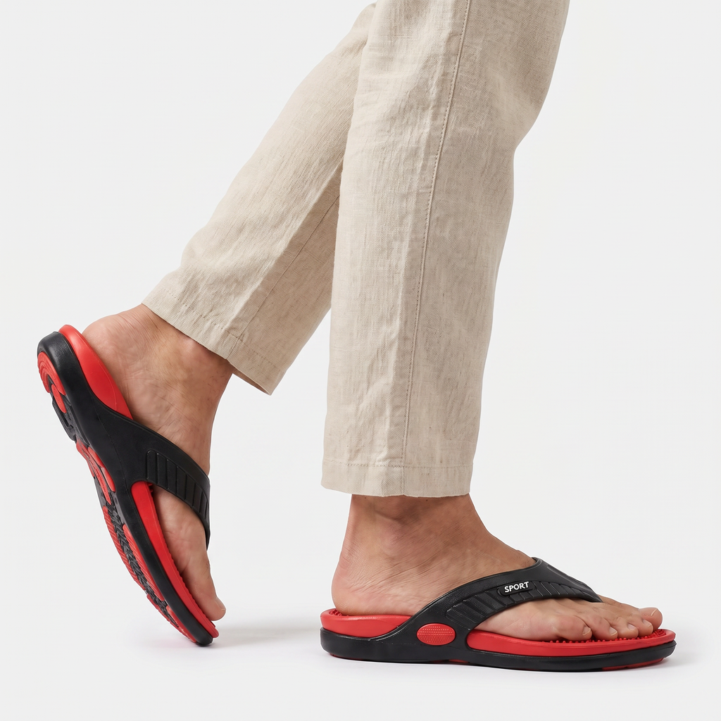 Men's Lightweight Beach Flip Flop Sandals With Textured Footbed