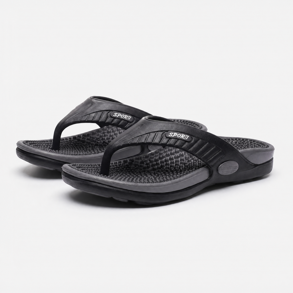 Men's Lightweight Beach Flip Flop Sandals With Textured Footbed