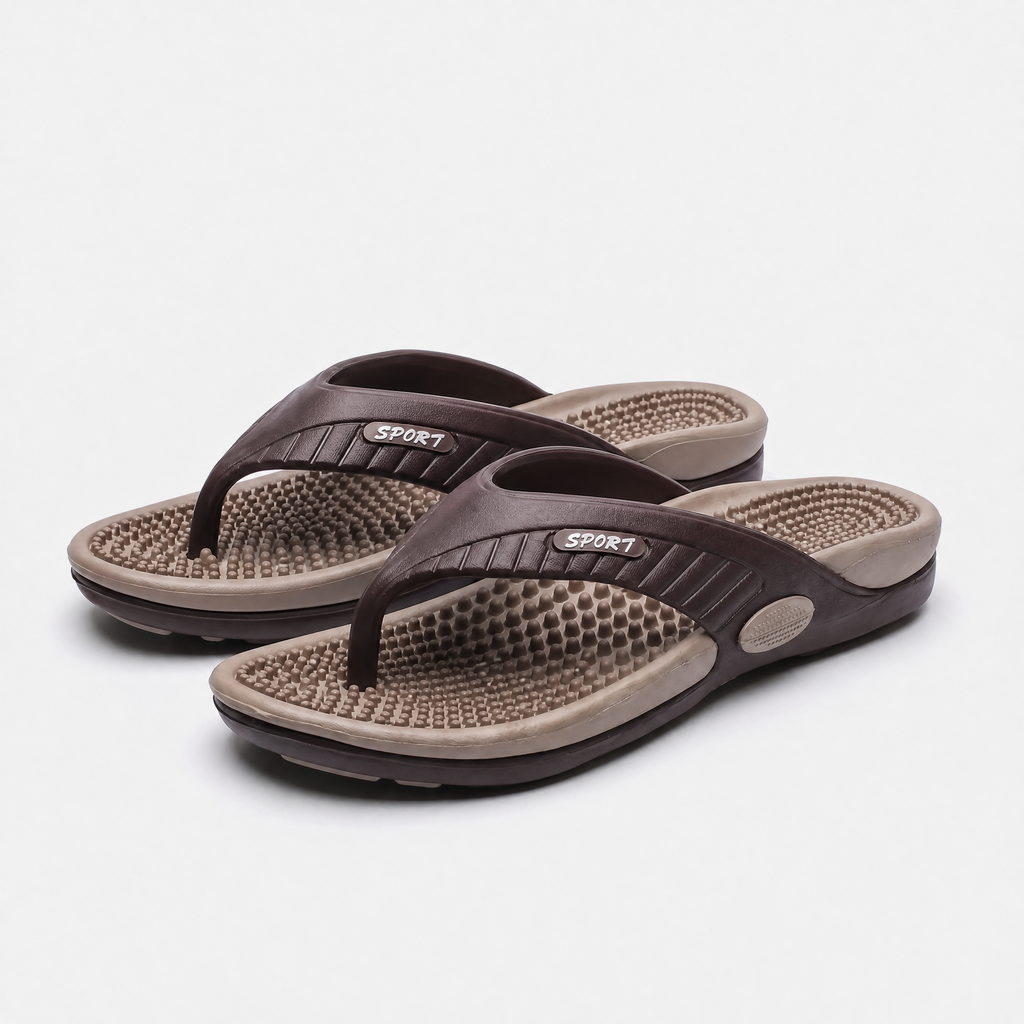 Men's Lightweight Beach Flip Flop Sandals With Textured Footbed