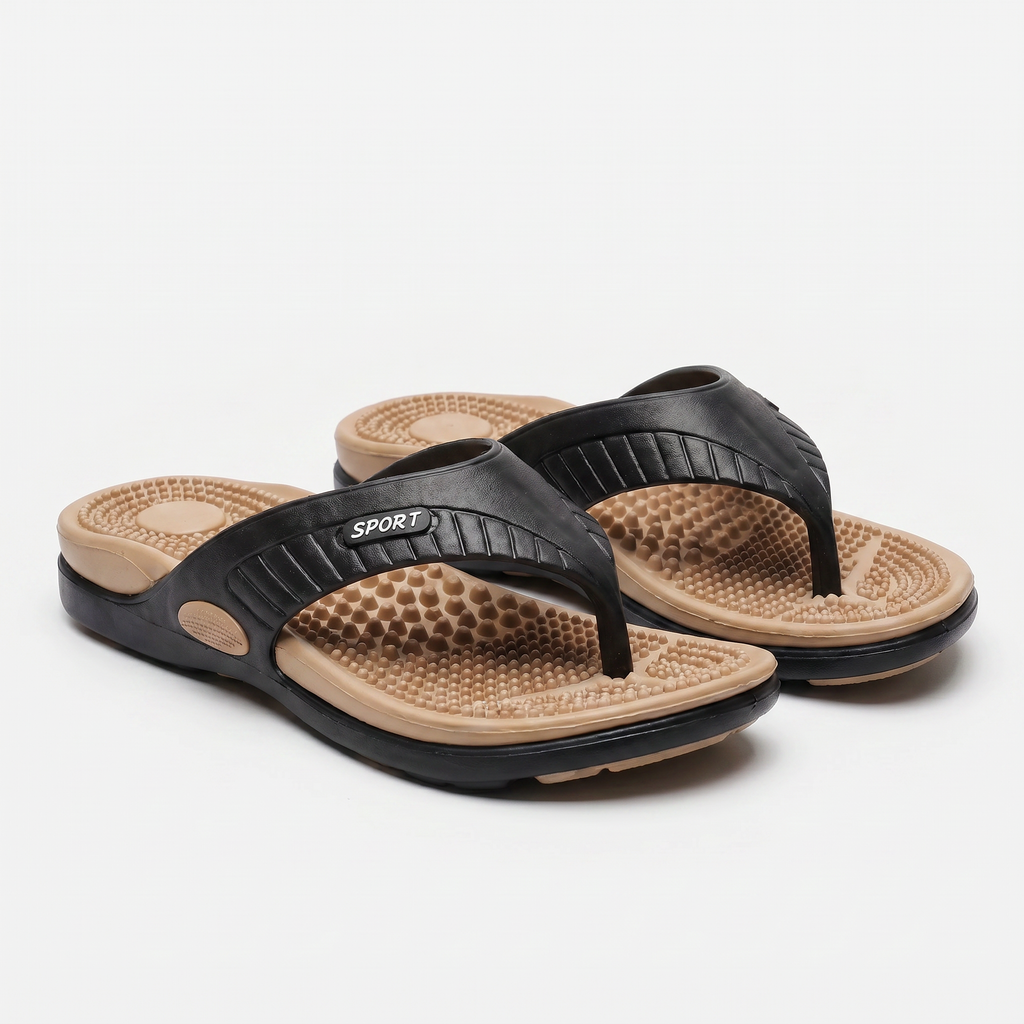 Men's Lightweight Beach Flip Flop Sandals With Textured Footbed