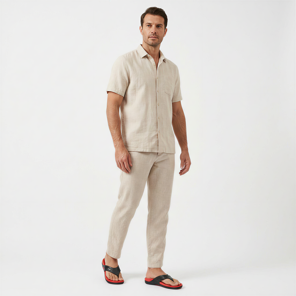 Men's Lightweight Beach Flip Flop Sandals With Textured Footbed