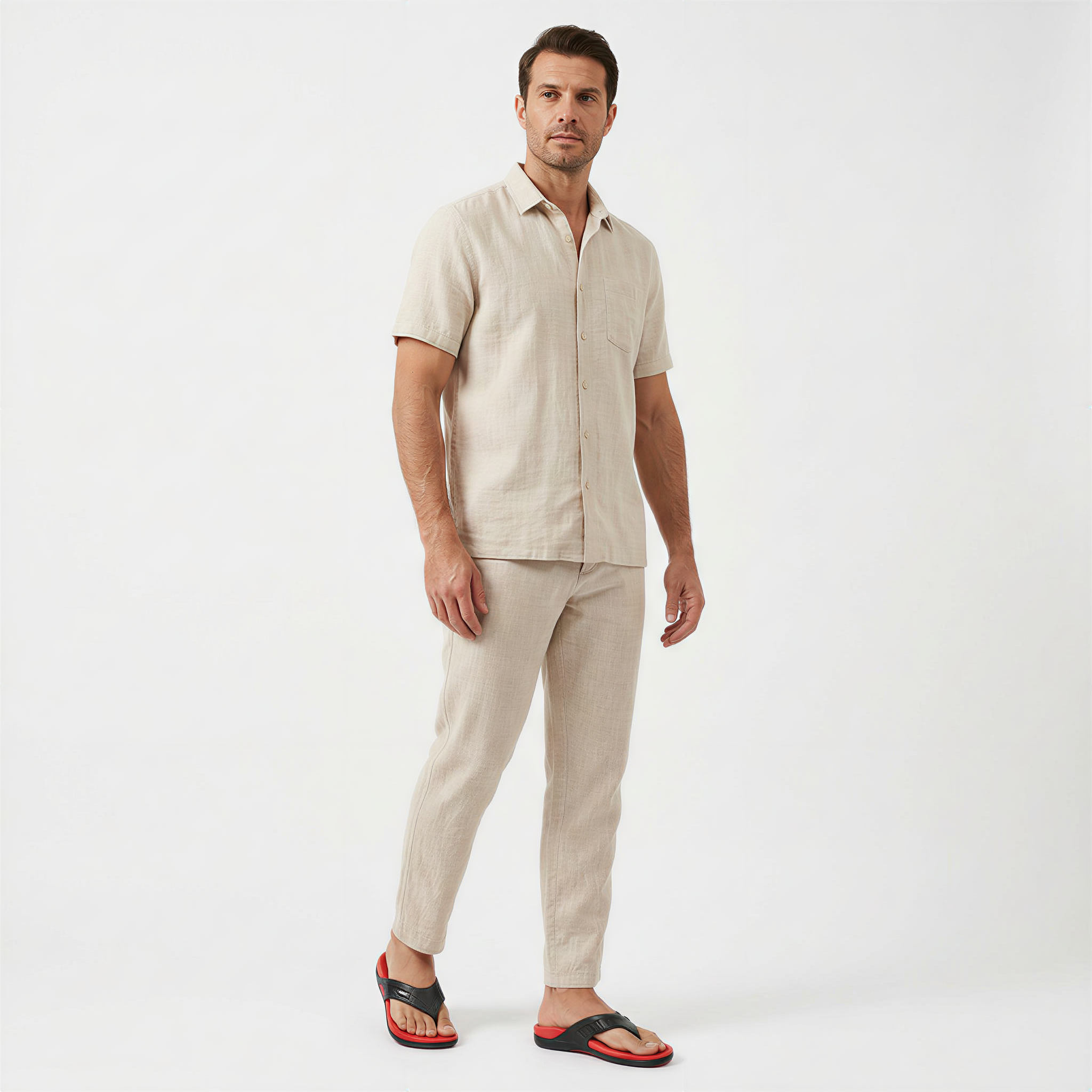 Men's Lightweight Beach Flip Flop Sandals With Textured Footbed