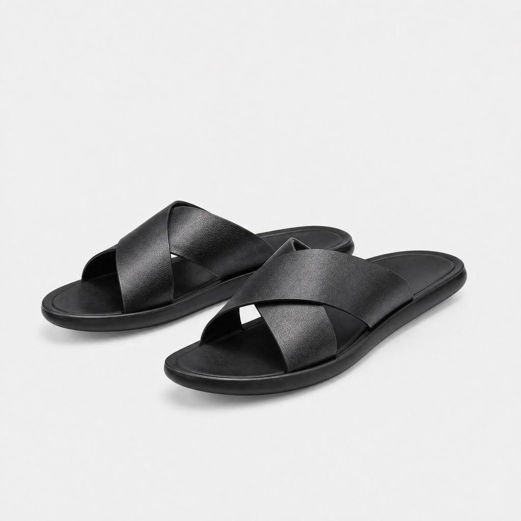 Men's Cross Strap Slide Sandals - Anti-Slip Home Slippers