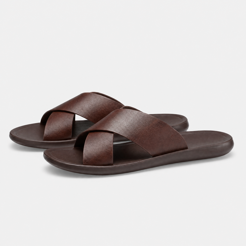 Men's Cross Strap Slide Sandals - Anti-Slip Home Slippers