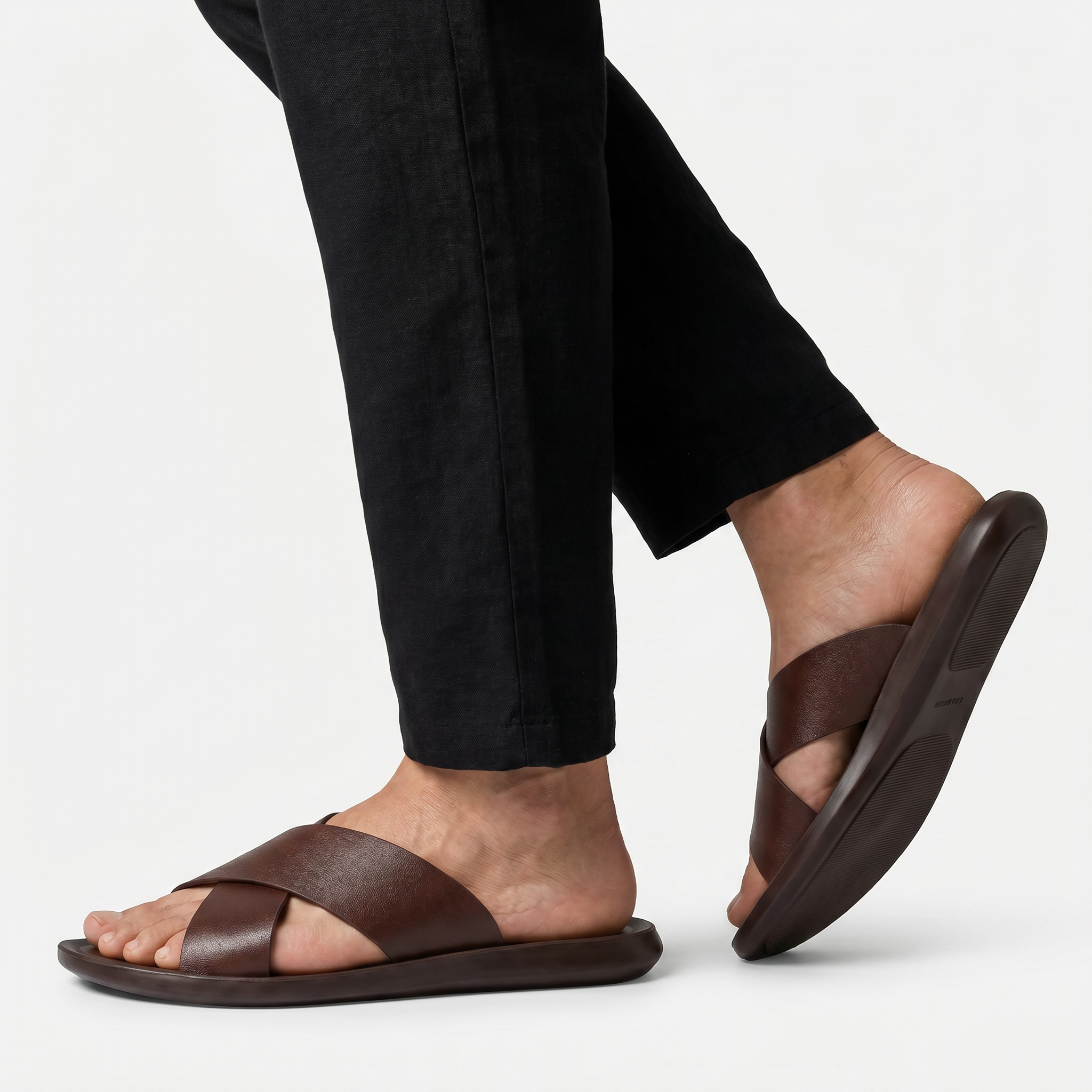 Men's Cross Strap Slide Sandals - Anti-Slip Home Slippers