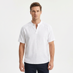 Men's Linen Short Sleeve Henley T-Shirt