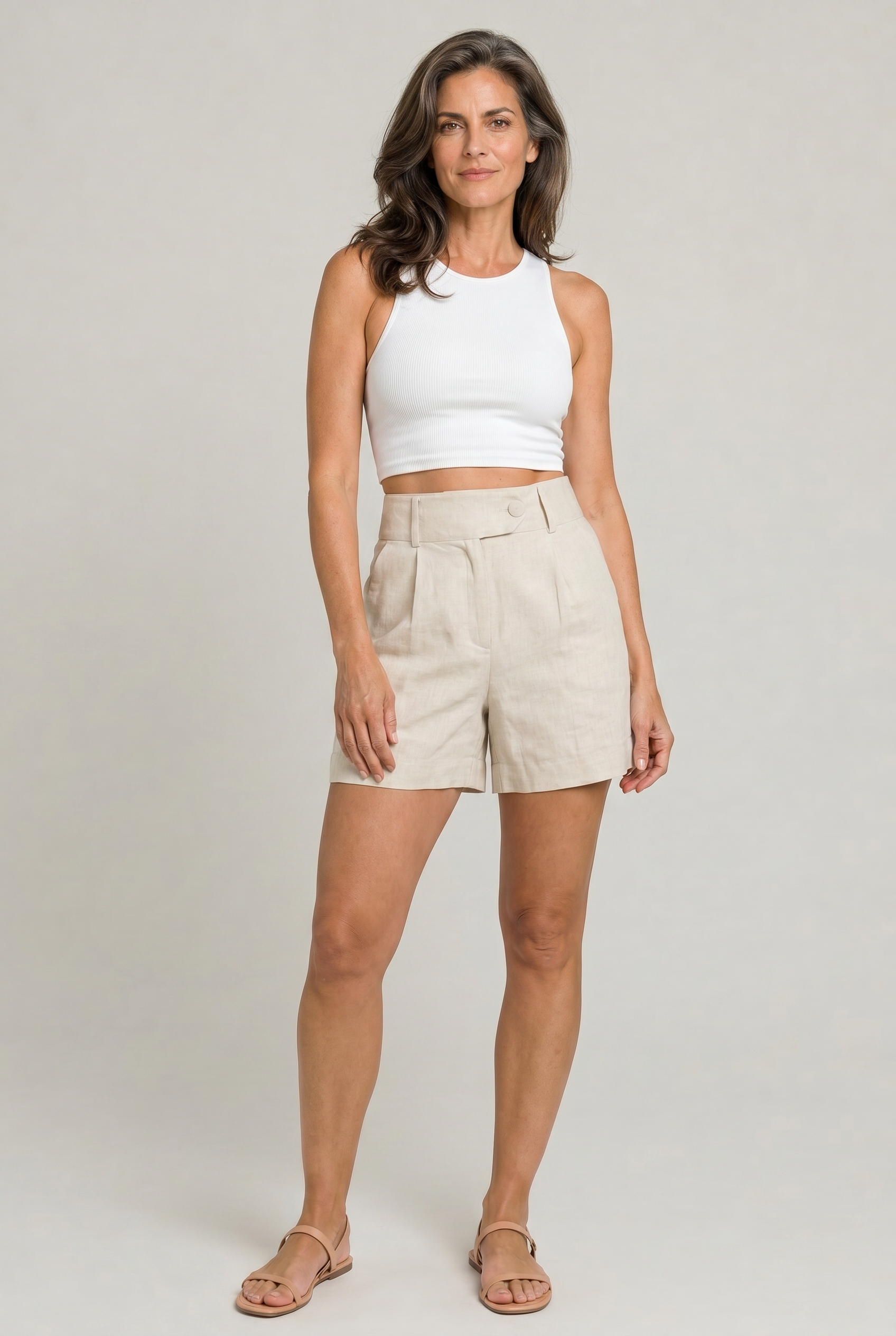 Women's High Waist Linen Shorts