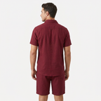 Men's Linen Buttoned Short Sleeve Shirt and Shorts Two Piece Set