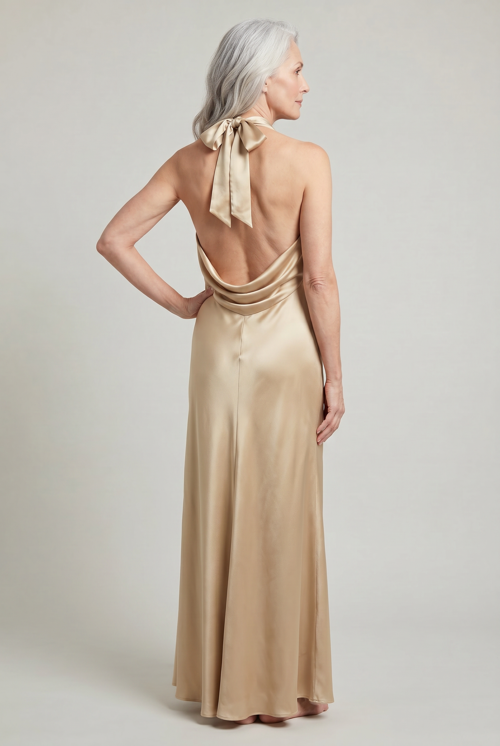 Birchbourne - Women’s Halter Neck Satin Maxi Dress