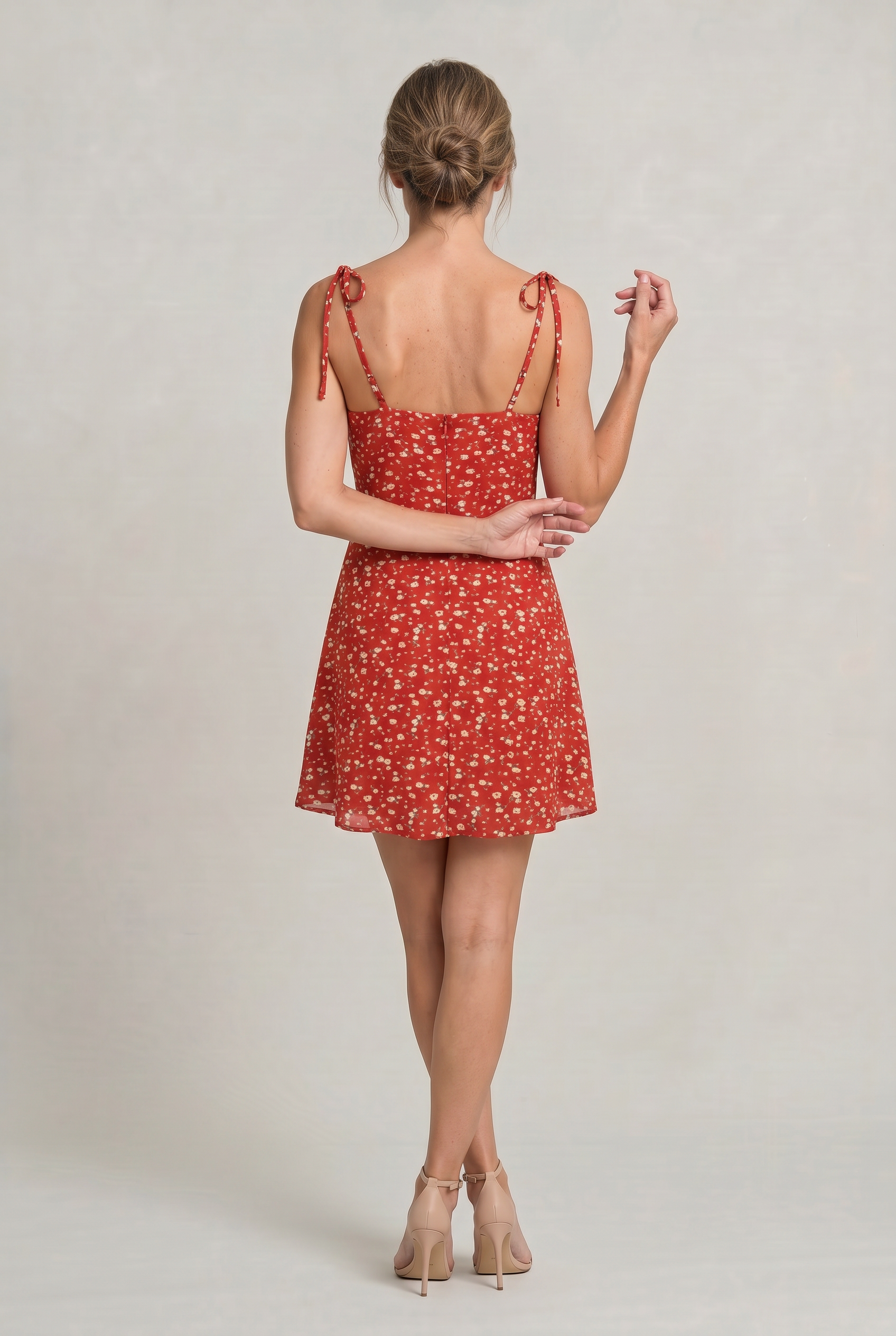 Women's Floral Print Tie Strap Mini Dress