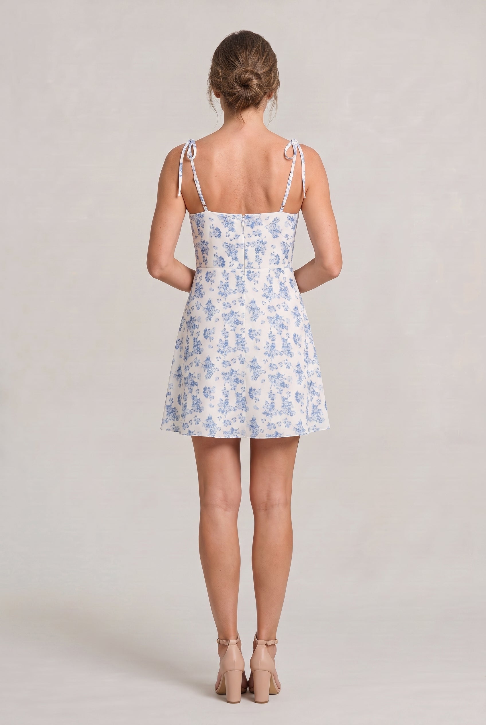 Women's Floral Print Tie Strap Mini Dress